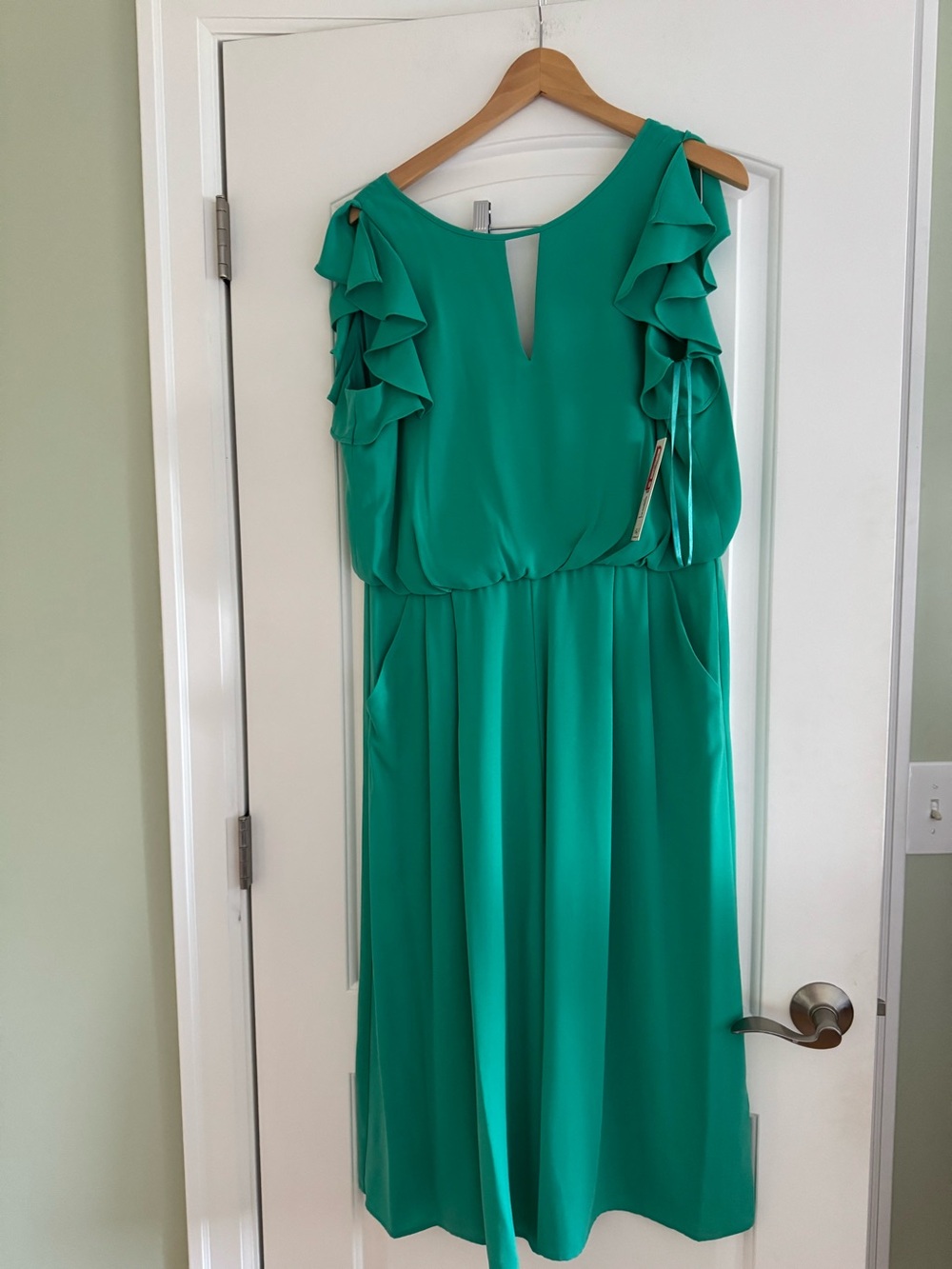 Sleeveless Emerald Green Ruffle Midi Jumpsuit